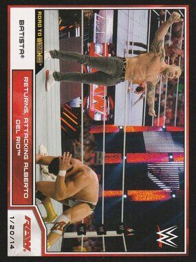 Batista Returns Attacking Alberto Del Rio - 2014 Topps WWE RAW Card